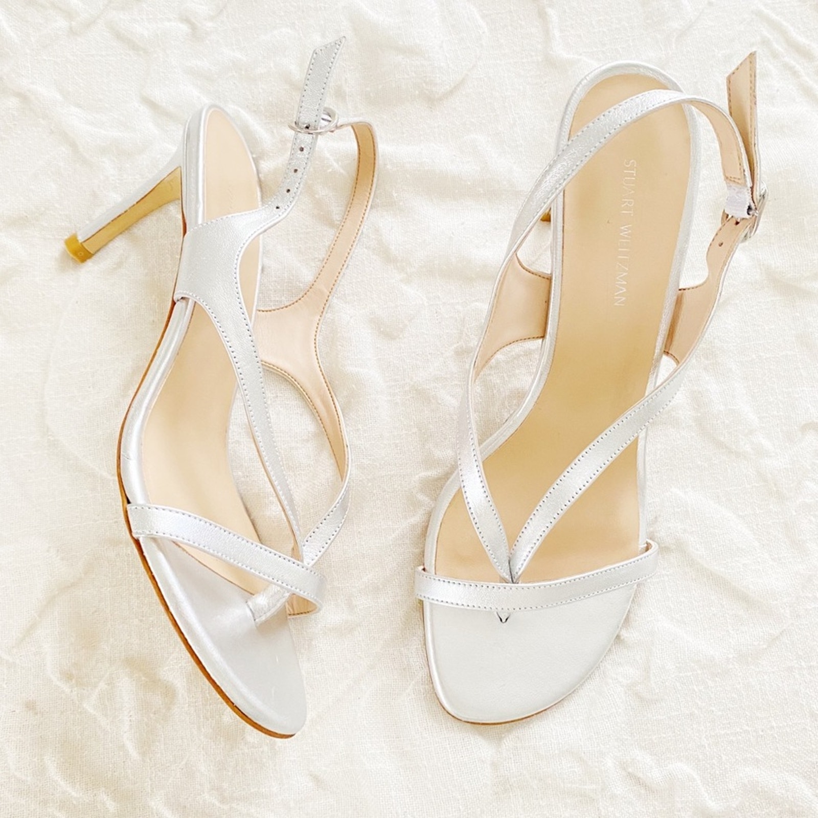 Stuart Weitzman Align Silver Sandal Size 5.5 $425